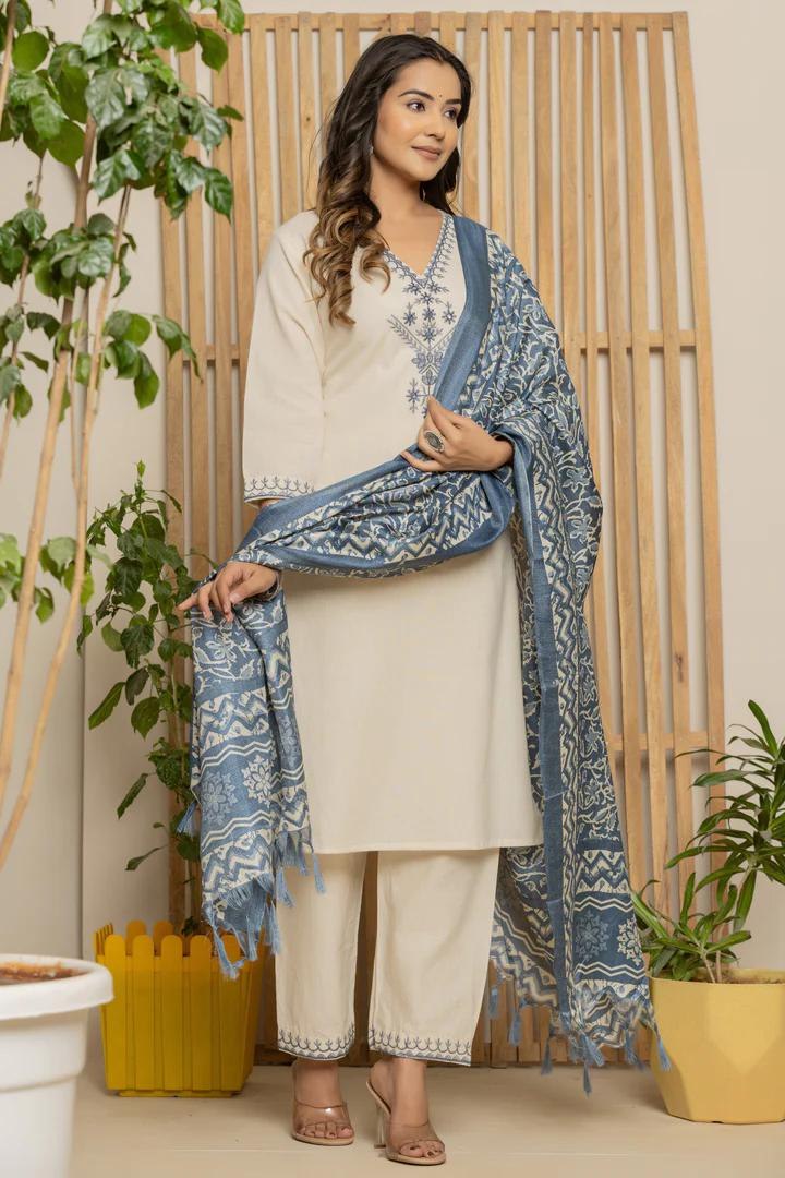 Indigo Breeze – Premium Khadi Cotton Set
