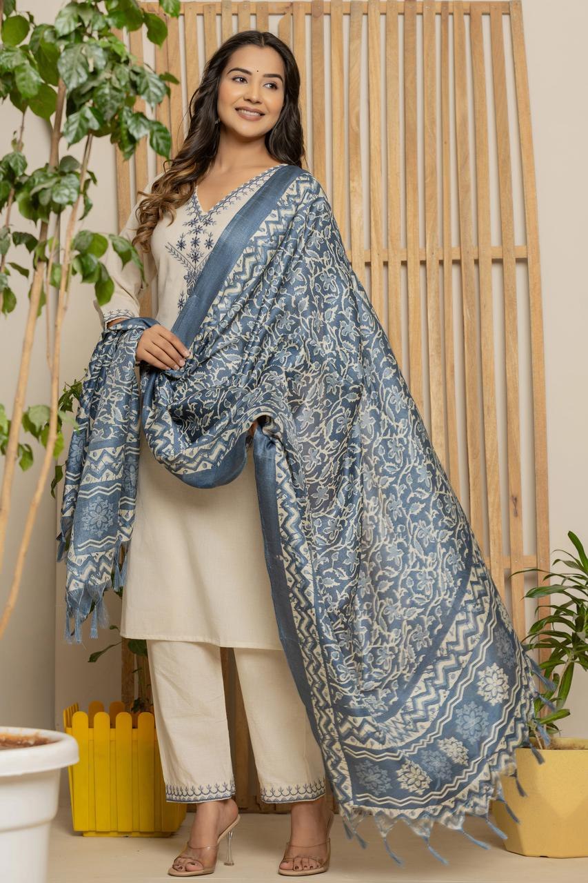 Indigo Breeze – Premium Khadi Cotton Set