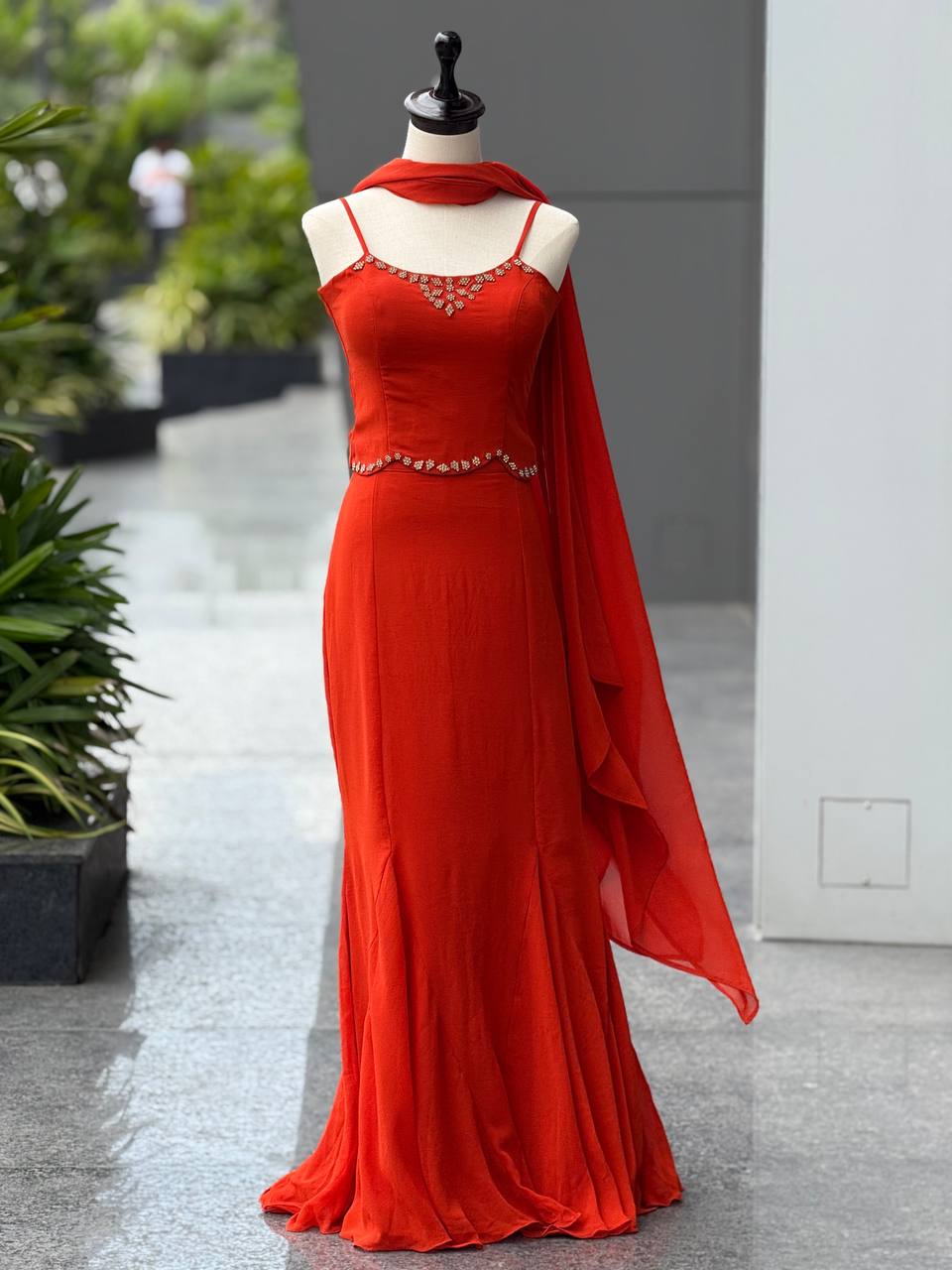 Burning orange Lehenga