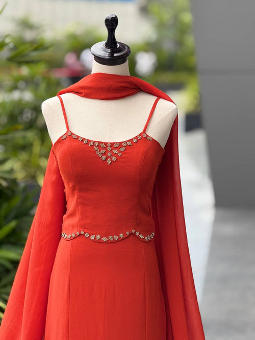 Burning orange Lehenga
